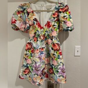Sachin & Babi Beverly multi-color floral Puff Sleeve Dress (XS) Like new!